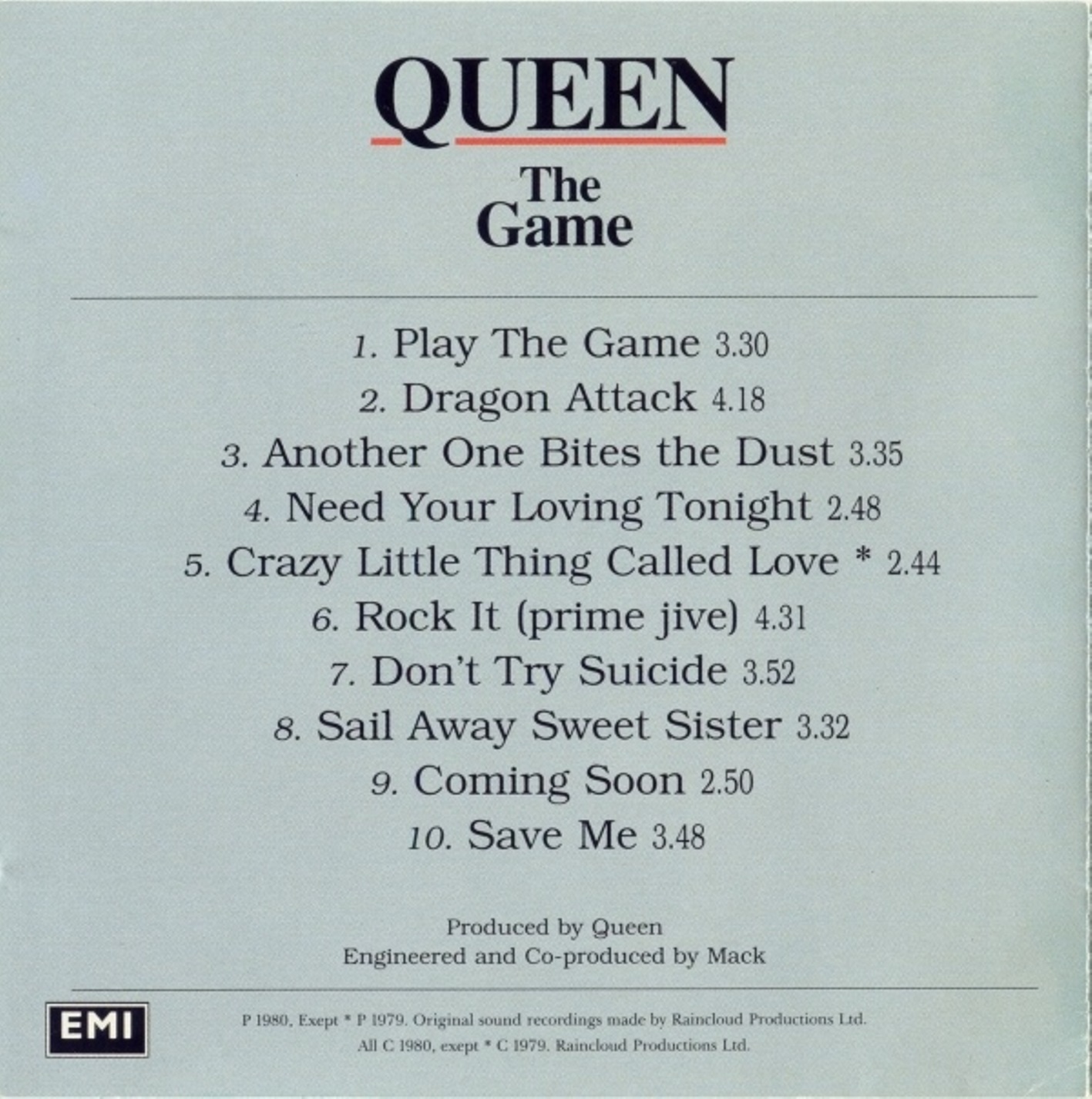 Queen  The Game : Front + Inlay